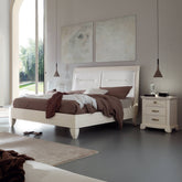 Classic Double Bed in Cherry with Genuine Leather Headboard – Arte